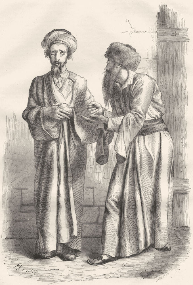 ISRAEL. Jerusalem. Jews at 1870 old antique vintage print picture